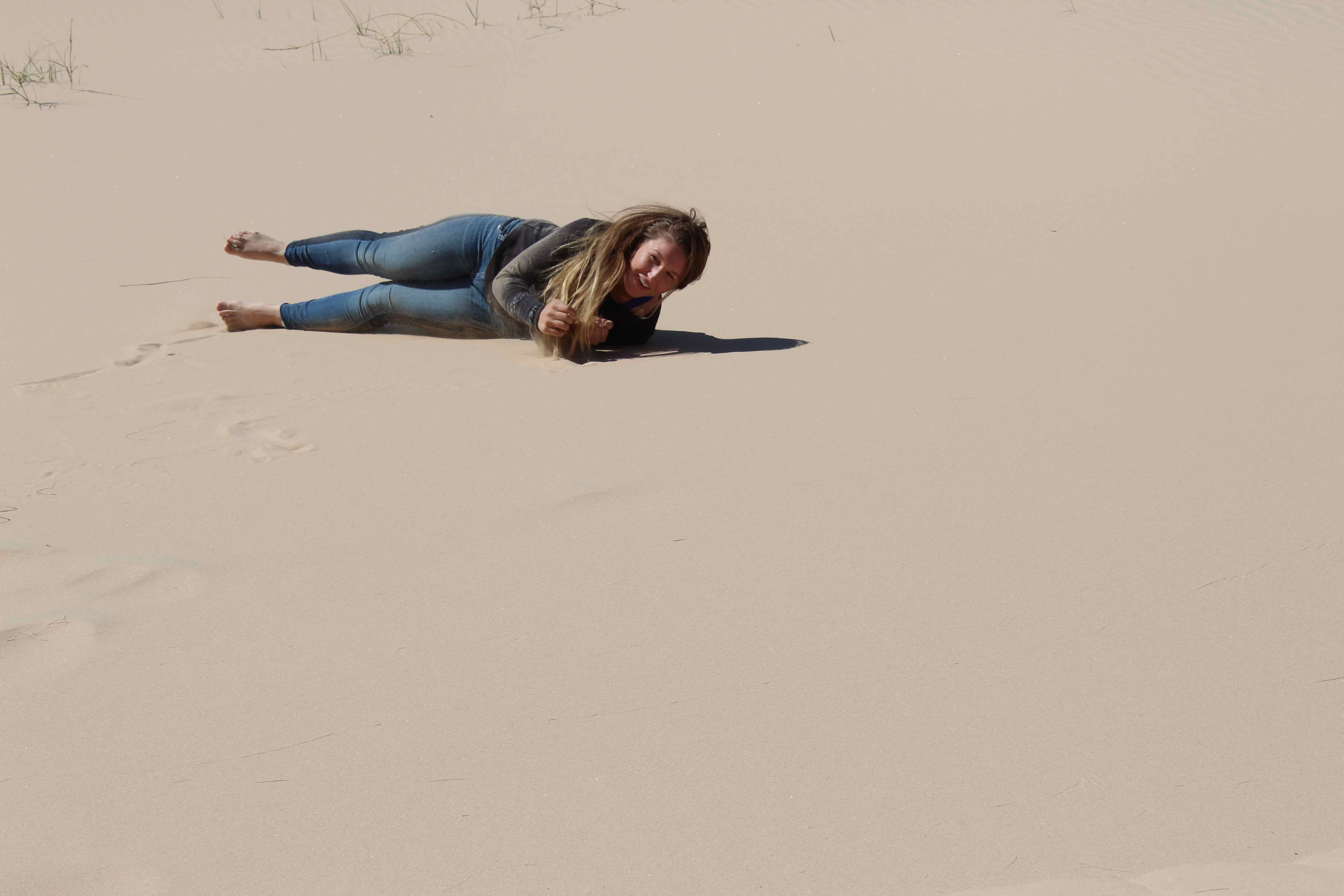 Amanda on a sand dune